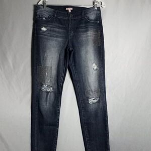 Juicy Couture Distressed Women's Stone Wash Embellished Denim Jeans Size 6